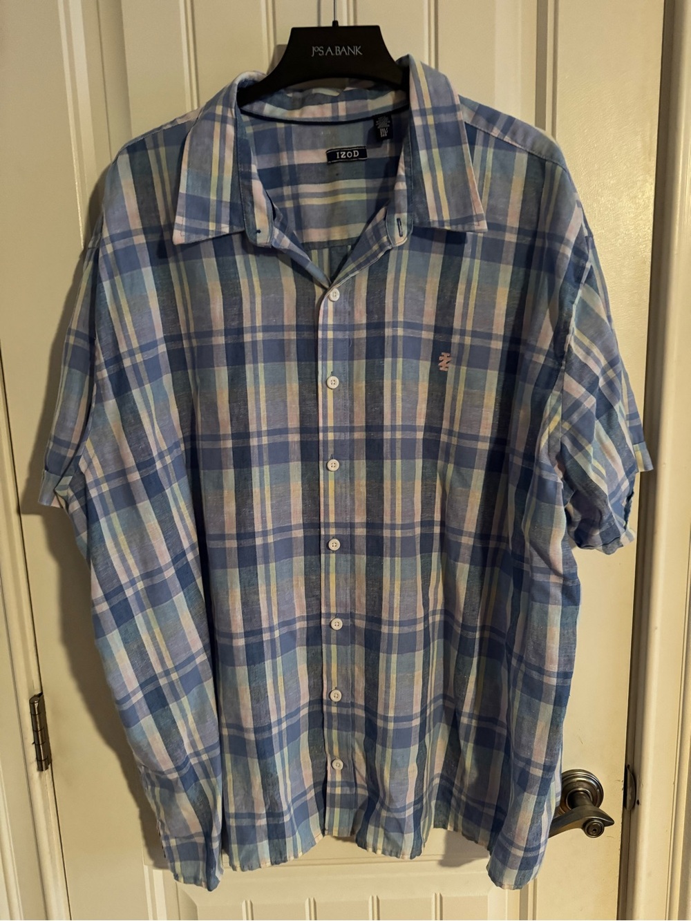 Izod Light Blue Plaid Short-Sleeve Button-Down Shirt
